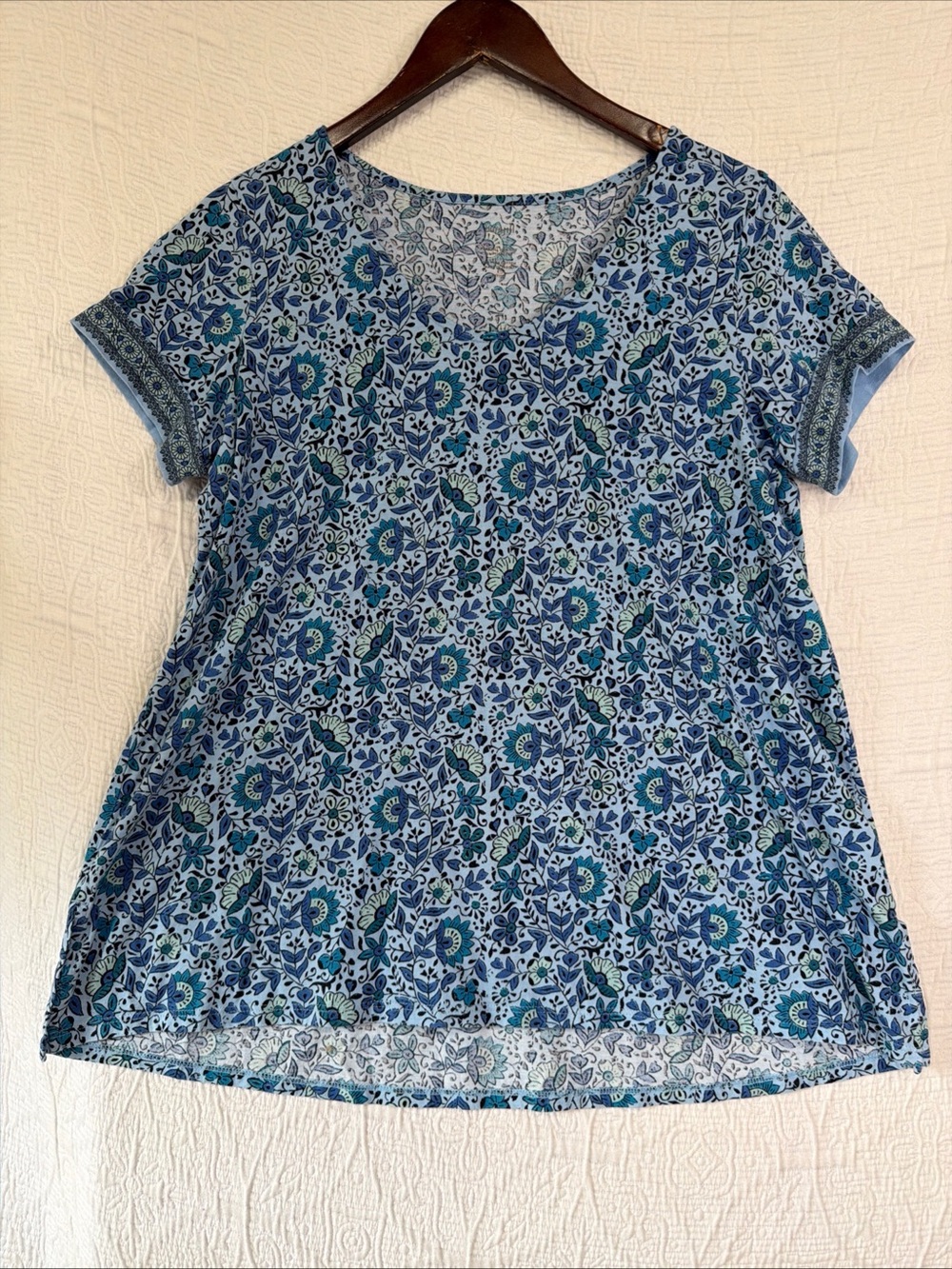 J Jill Pure Jill Side Slit Elliptical Tee Womens Size Small Petite Pima Cotton